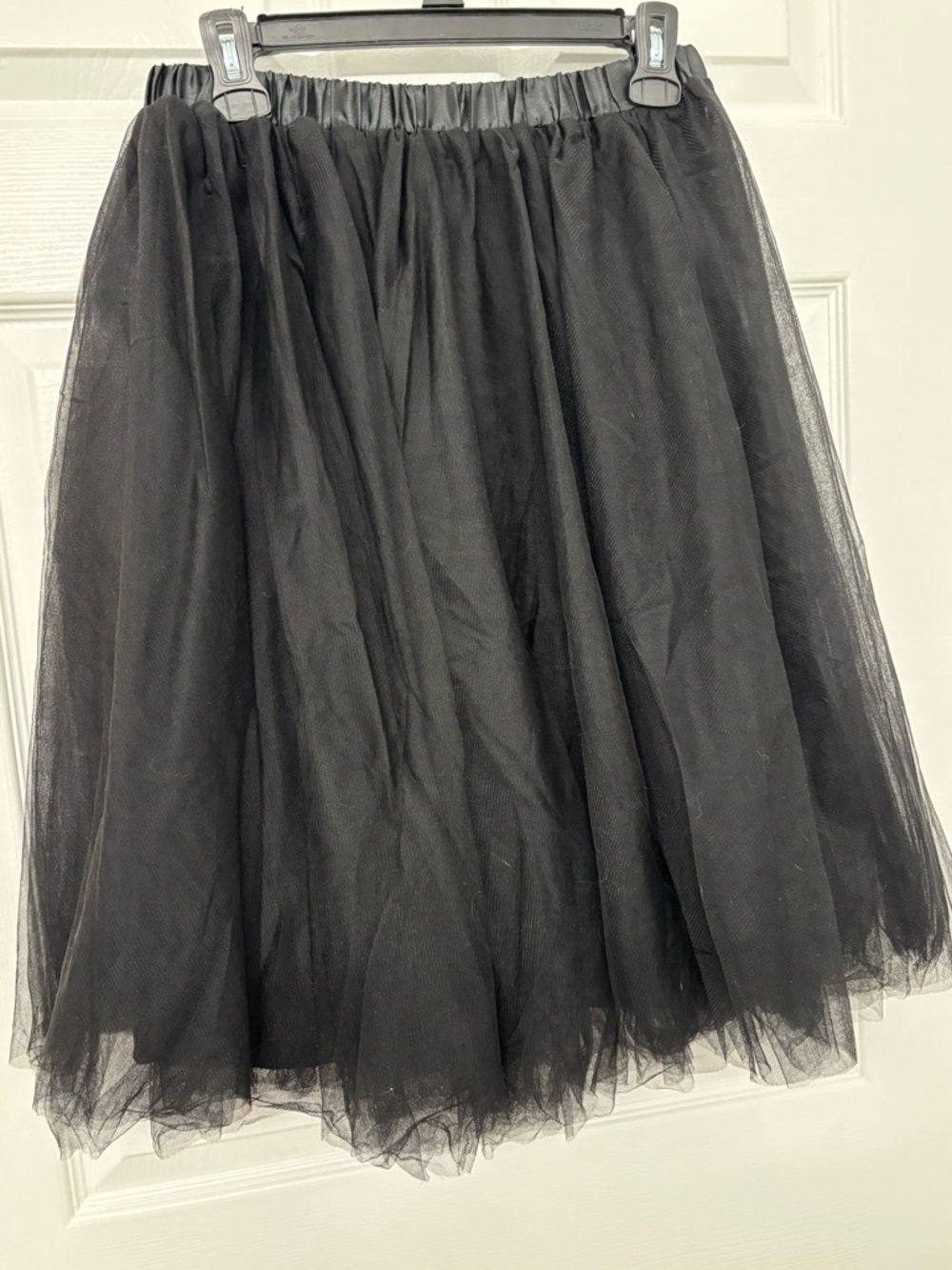 Black Tulle Lined Midi Skirt Women Sz L/XL